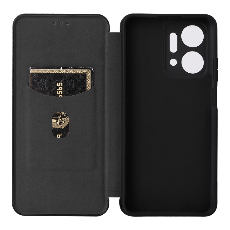 For Honor X7a Carbon Fiber Texture Flip Leather Phone Case
