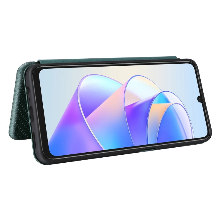 For Honor X7a Carbon Fiber Texture Flip Leather Phone Case