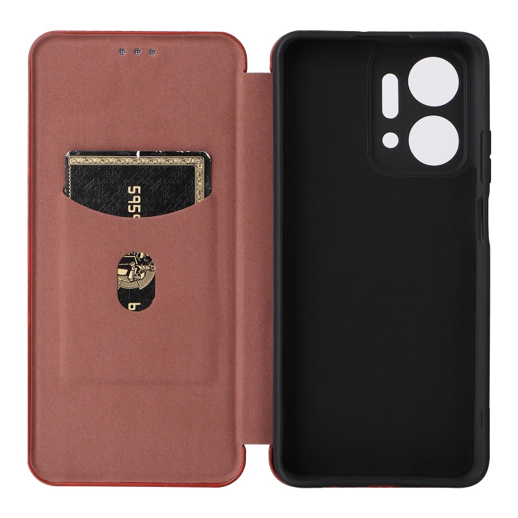 For Honor X7a Carbon Fiber Texture Flip Leather Phone Case