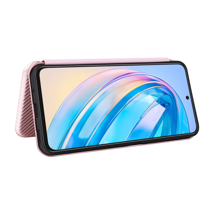 For Honor X8a Carbon Fiber Texture Flip Leather Phone Case