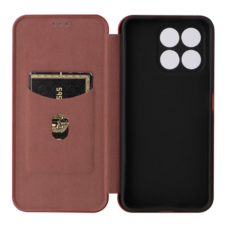 For Honor X8a Carbon Fiber Texture Flip Leather Phone Case