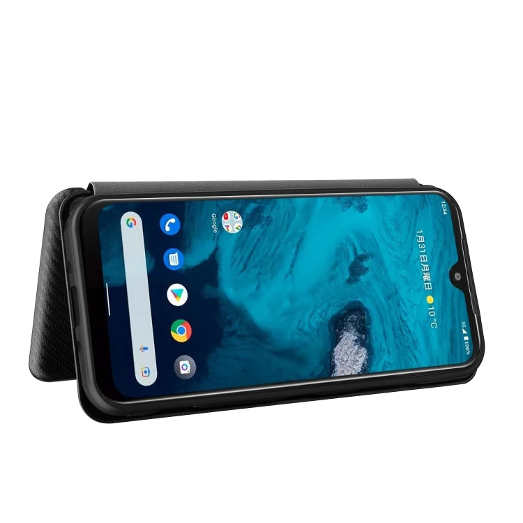 For Kyocera Android One S10 Carbon Fiber Texture Flip Leather Phone Case