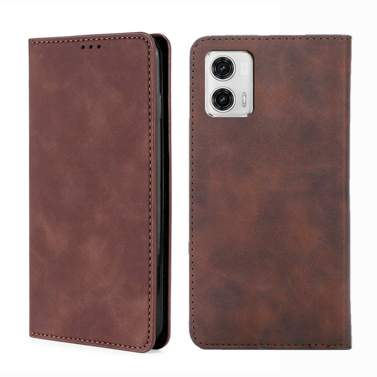 For Motorola Moto G73 5G Skin Feel Magnetic Horizontal Flip Leather Phone Case