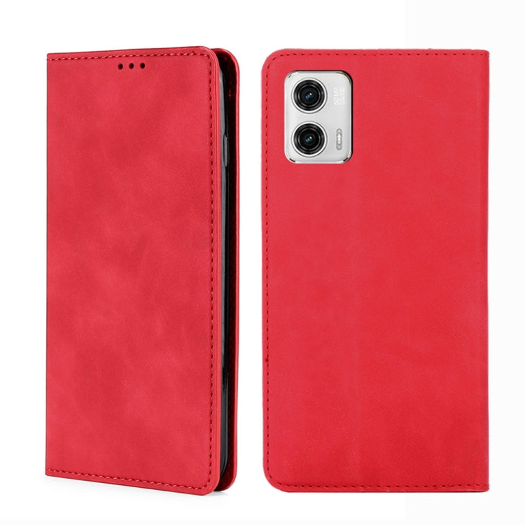 For Motorola Moto G73 5G Skin Feel Magnetic Horizontal Flip Leather Phone Case