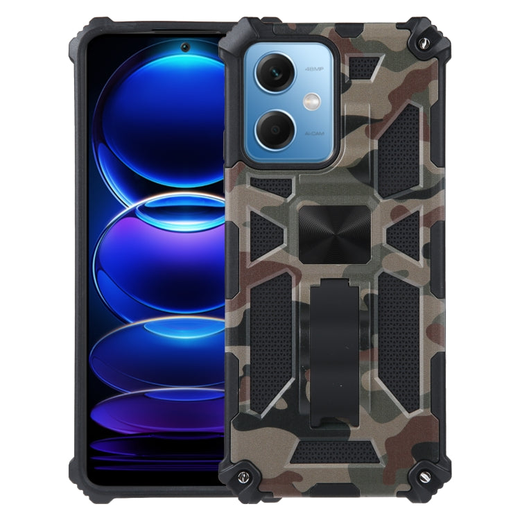 For Xiaomi Redmi Note 12 Camouflage Armor Kickstand TPU + PC Magnetic Phone Case