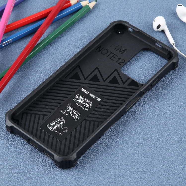 For Xiaomi Redmi Note 12 Camouflage Armor Kickstand TPU + PC Magnetic Phone Case