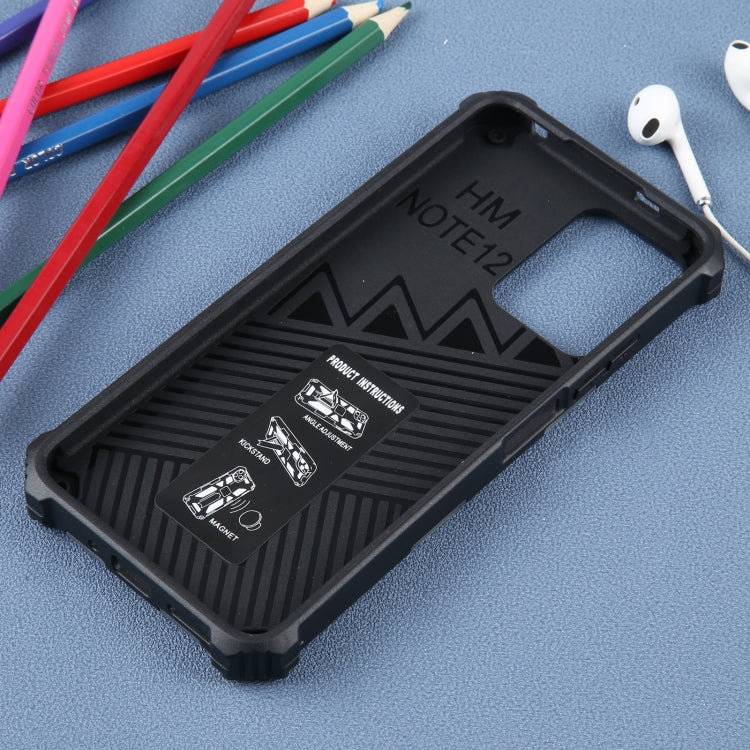 For Xiaomi Redmi Note 12 Camouflage Armor Kickstand TPU + PC Magnetic Phone Case