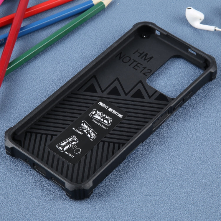 For Xiaomi Redmi Note 12 Camouflage Armor Kickstand TPU + PC Magnetic Phone Case