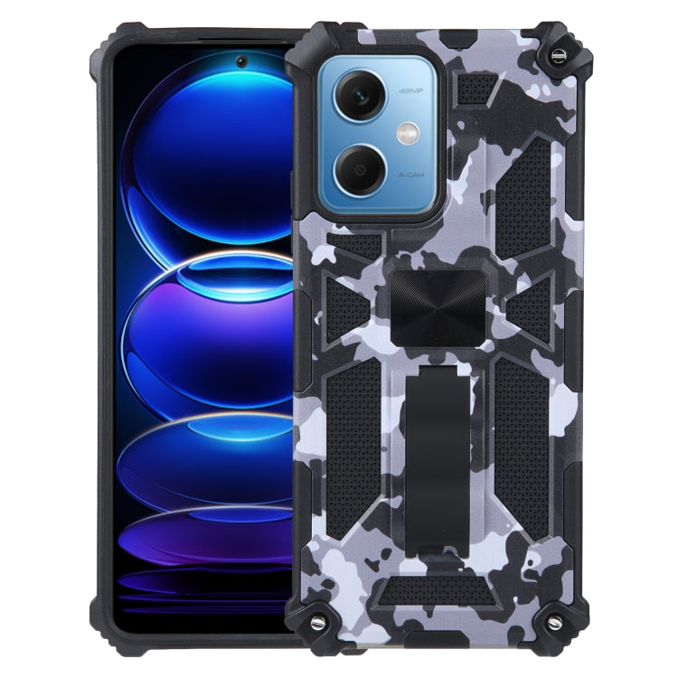 For Xiaomi Redmi Note 12 Camouflage Armor Kickstand TPU + PC Magnetic Phone Case