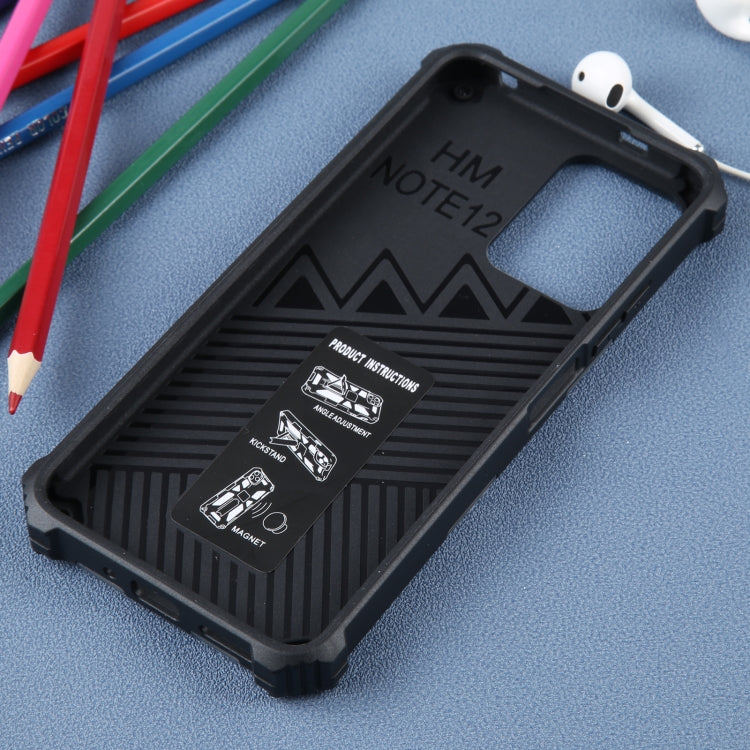 For Xiaomi Redmi Note 12 Camouflage Armor Kickstand TPU + PC Magnetic Phone Case