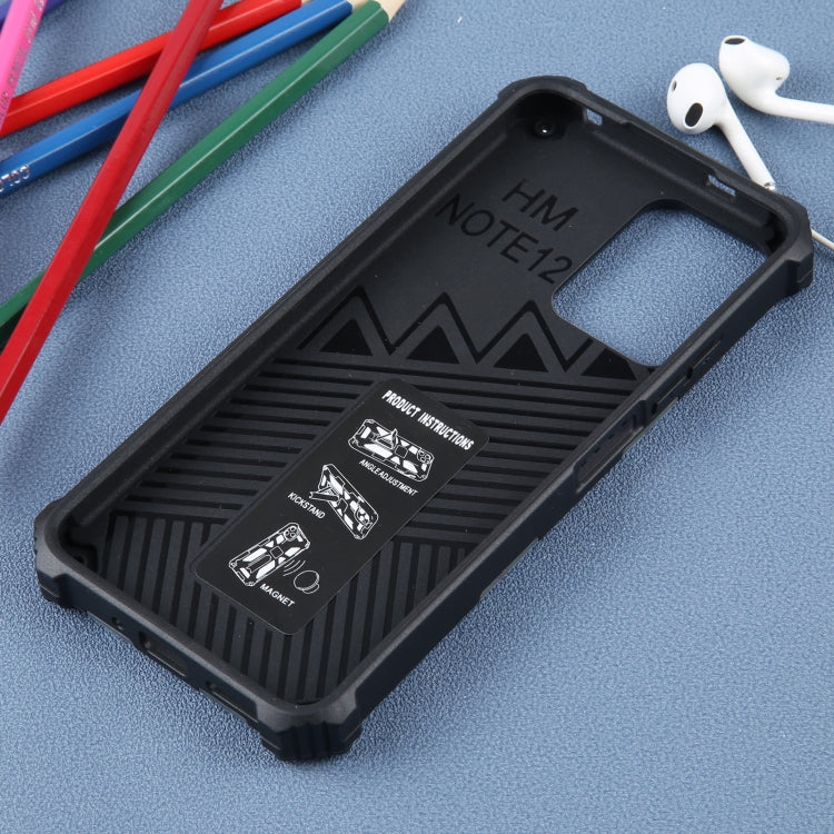 For Xiaomi Redmi Note 12 Camouflage Armor Kickstand TPU + PC Magnetic Phone Case