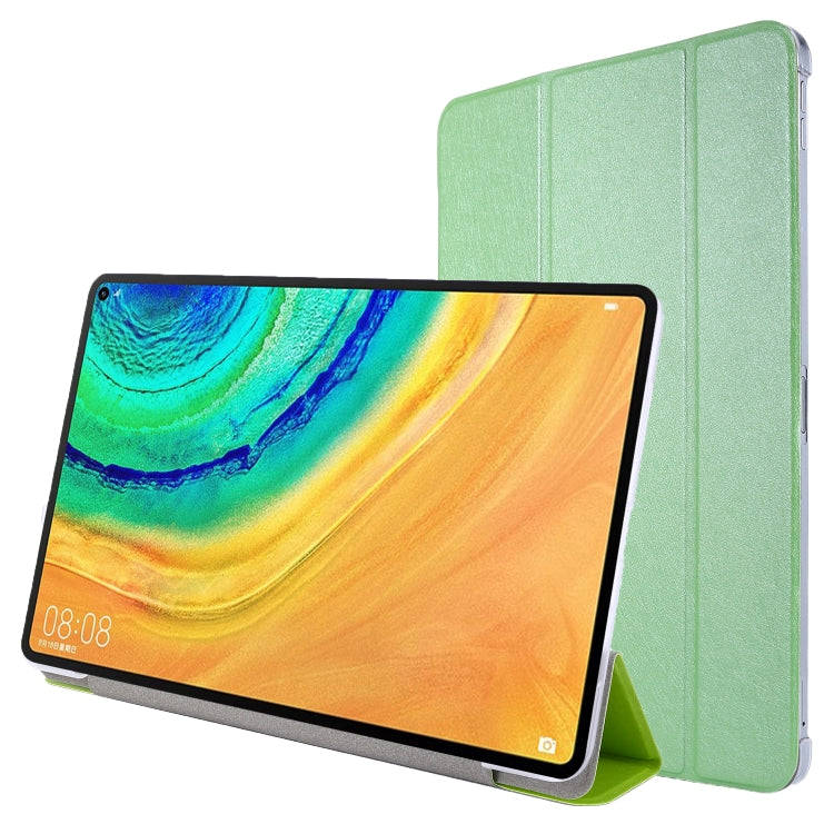 For Huawei Matepad 10.4 TPU Silk Texture Three-fold Horizontal Flip Leather Case with Holder