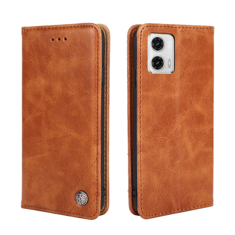 For Motorola Moto G73 5G Non-Magnetic Retro Texture Flip Leather Phone Case