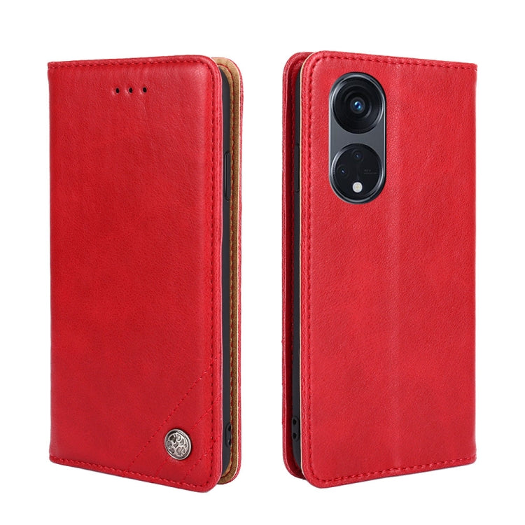 For OPPO Reno8 T 5G/A1 Pro 5G Non-Magnetic Retro Texture Flip Leather Phone Case