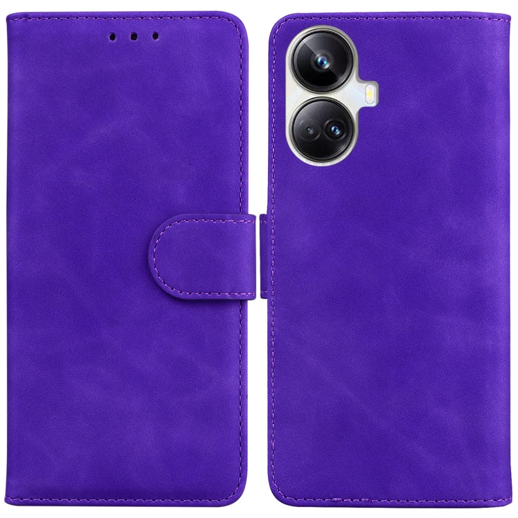 For Realme 10 Pro+ Skin Feel Pure Color Flip Leather Phone Case