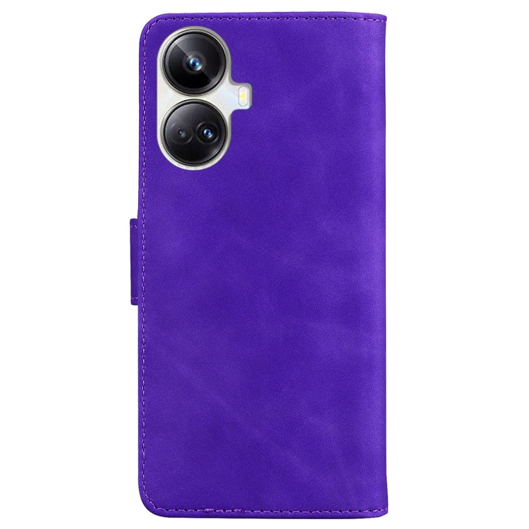 For Realme 10 Pro+ Skin Feel Pure Color Flip Leather Phone Case