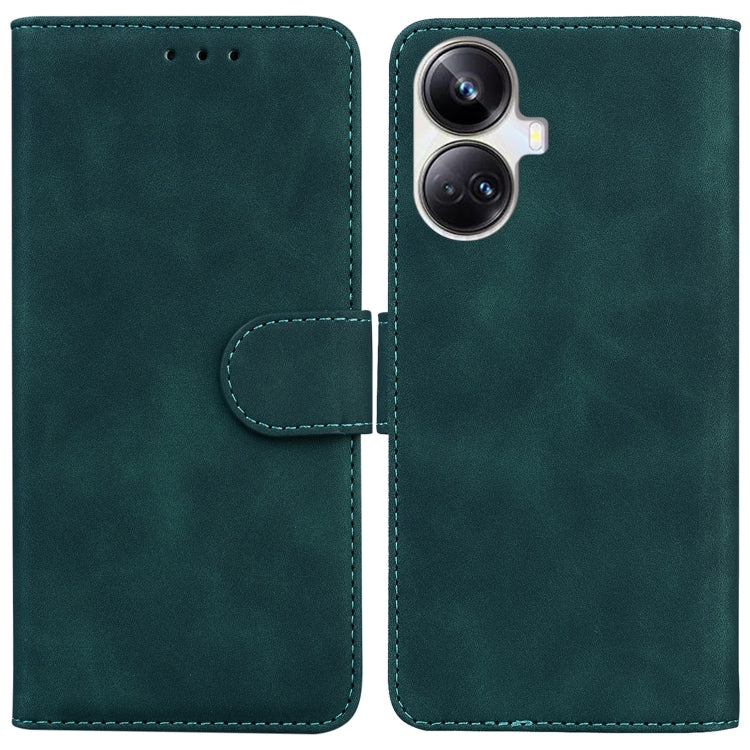 For Realme 10 Pro+ Skin Feel Pure Color Flip Leather Phone Case