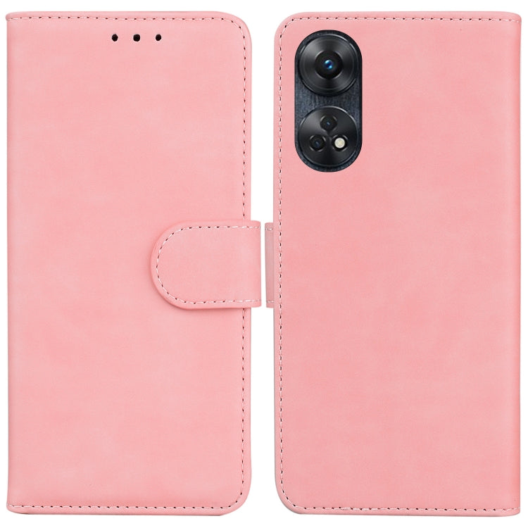 For OPPO Reno8 T 4G Skin Feel Pure Color Flip Leather Phone Case