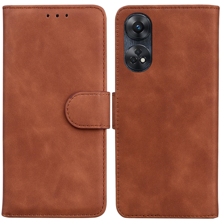 For OPPO Reno8 T 4G Skin Feel Pure Color Flip Leather Phone Case