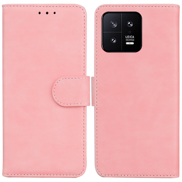 For Xiaomi 13 5G Skin Feel Pure Color Flip Leather Phone Case