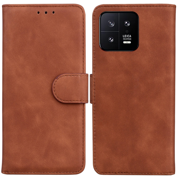 For Xiaomi 13 5G Skin Feel Pure Color Flip Leather Phone Case