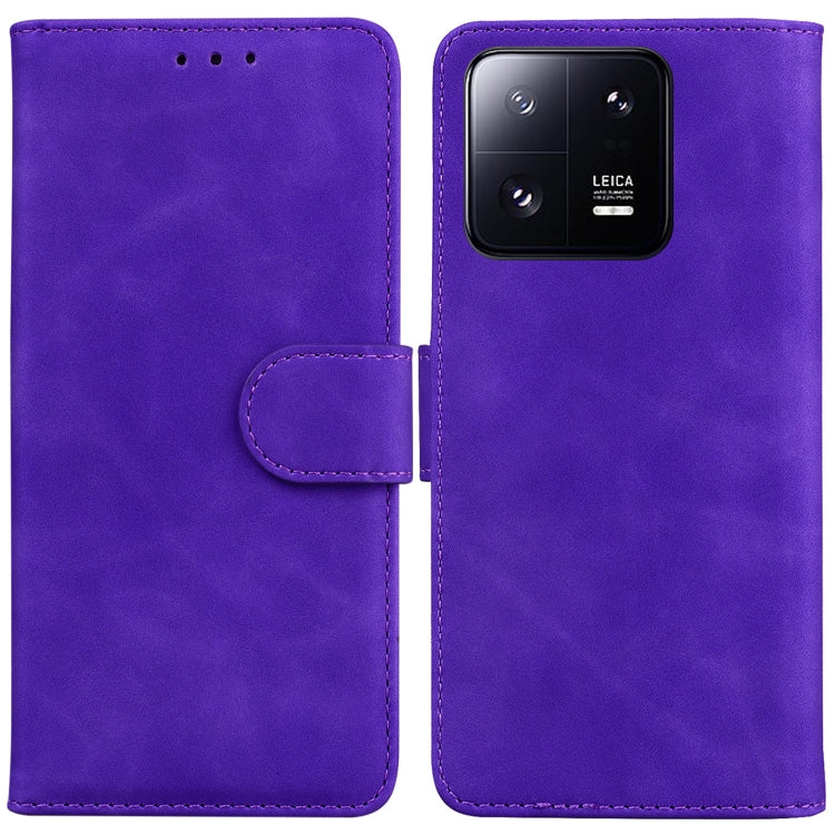 For Xiaomi 13 Pro 5G Skin Feel Pure Color Flip Leather Phone Case