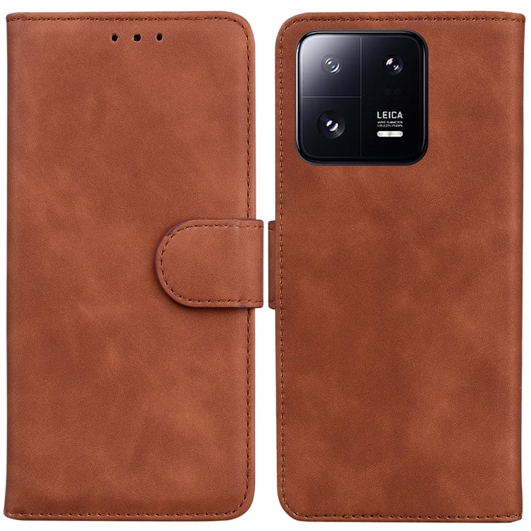 For Xiaomi 13 Pro 5G Skin Feel Pure Color Flip Leather Phone Case