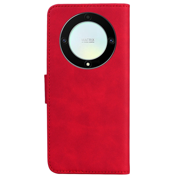 For Honor X9a Skin Feel Pure Color Flip Leather Phone Case