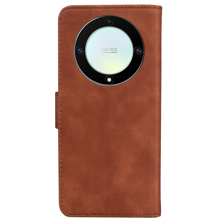 For Honor X9a Skin Feel Pure Color Flip Leather Phone Case