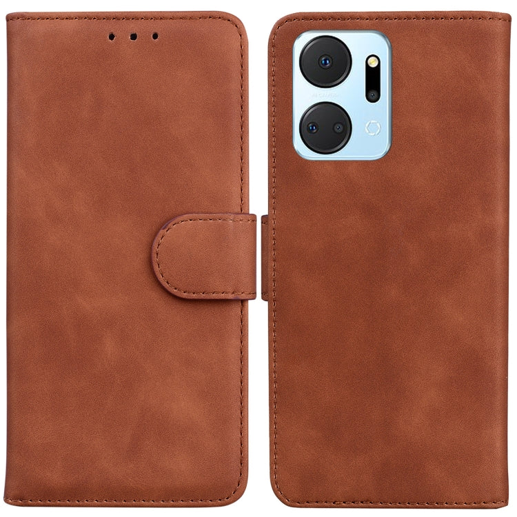 For Honor X7A Skin Feel Pure Color Flip Leather Phone Case