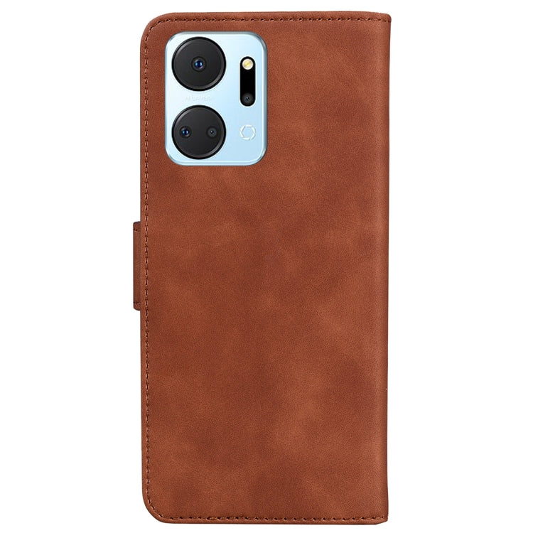 For Honor X7A Skin Feel Pure Color Flip Leather Phone Case