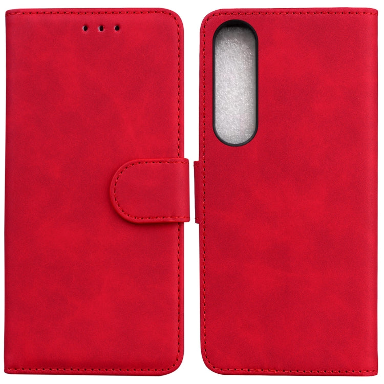For Sony Xperia 1 IV 2023 Skin Feel Pure Color Flip Leather Phone Case
