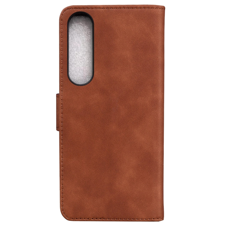 For Sony Xperia 1 IV 2023 Skin Feel Pure Color Flip Leather Phone Case
