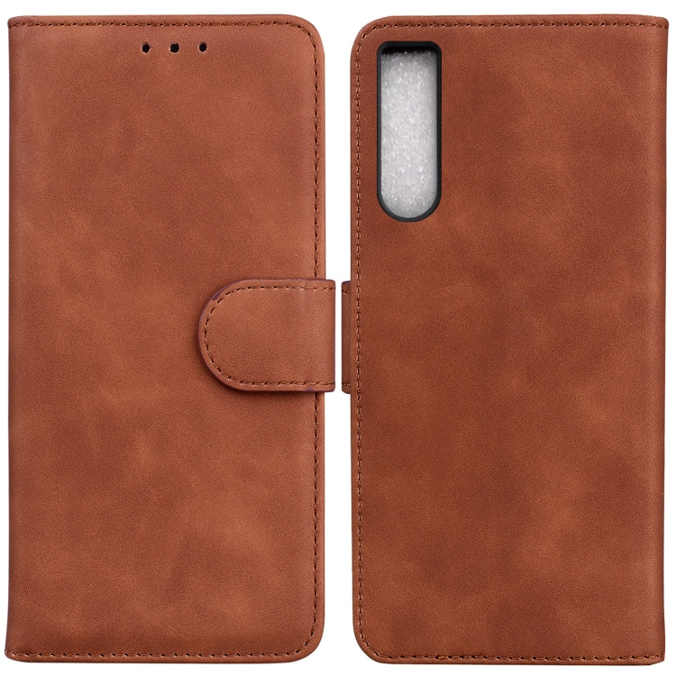 For Sony Xperia 10 IV 2023 Skin Feel Pure Color Flip Leather Phone Case