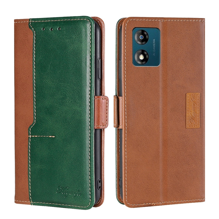 For Motorola Moto E13 4G Contrast Color Side Buckle Leather Phone Case