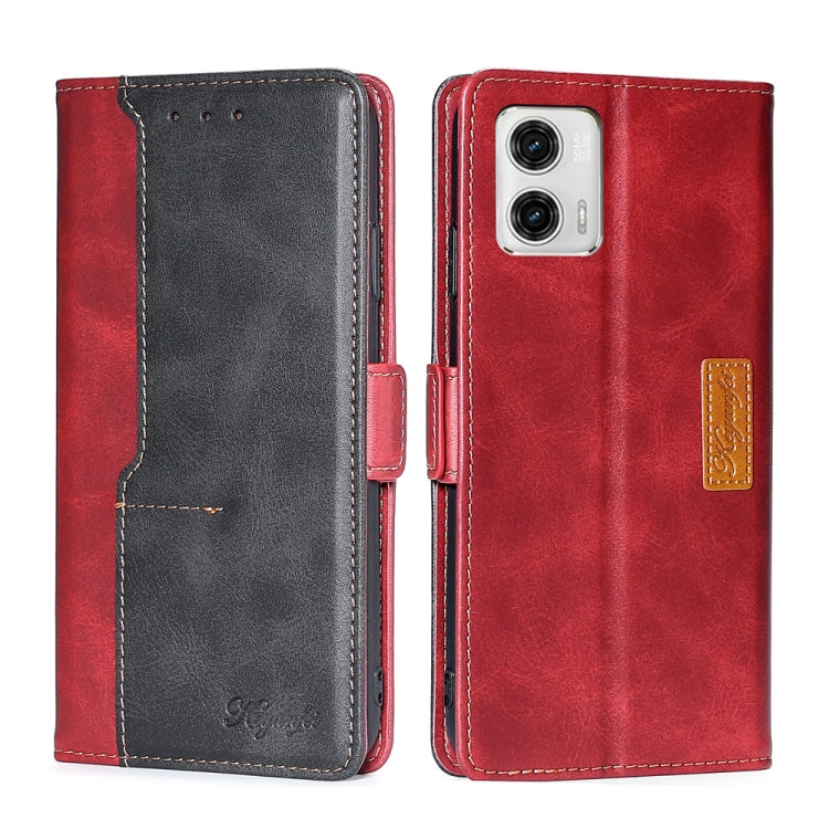 For Motorola Moto G73 5G Contrast Color Side Buckle Leather Phone Case