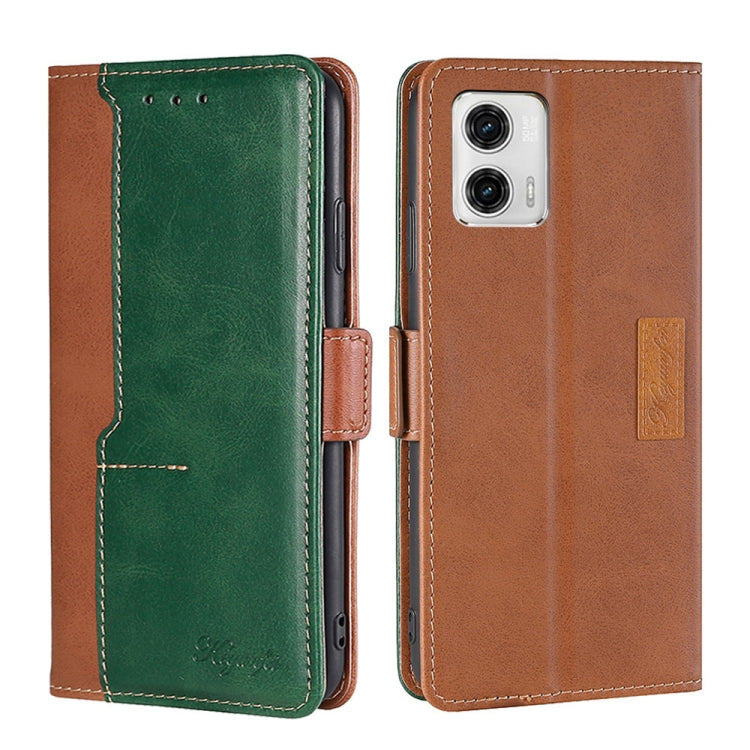 For Motorola Moto G73 5G Contrast Color Side Buckle Leather Phone Case