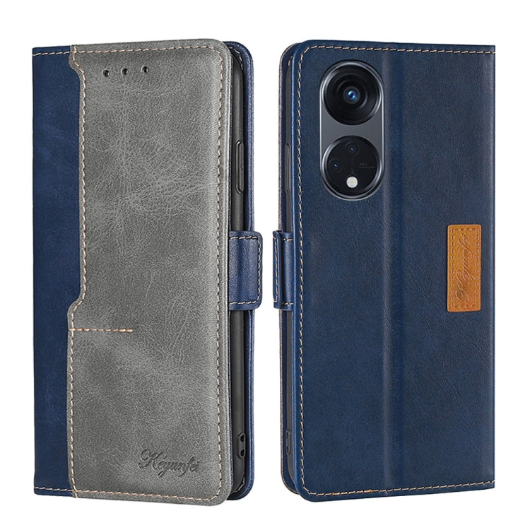 For OPPO Reno8 T 5G/A1 Pro 5G Contrast Color Side Buckle Leather Phone Case