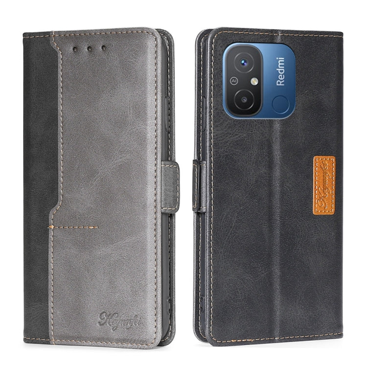 For Xiaomi Redmi 12C 4G Contrast Color Side Buckle Leather Phone Case