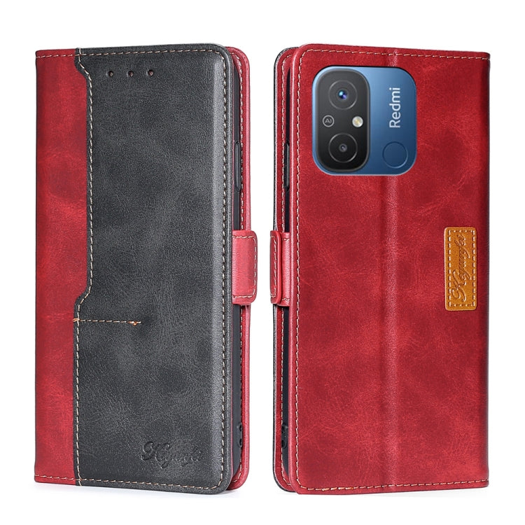 For Xiaomi Redmi 12C 4G Contrast Color Side Buckle Leather Phone Case