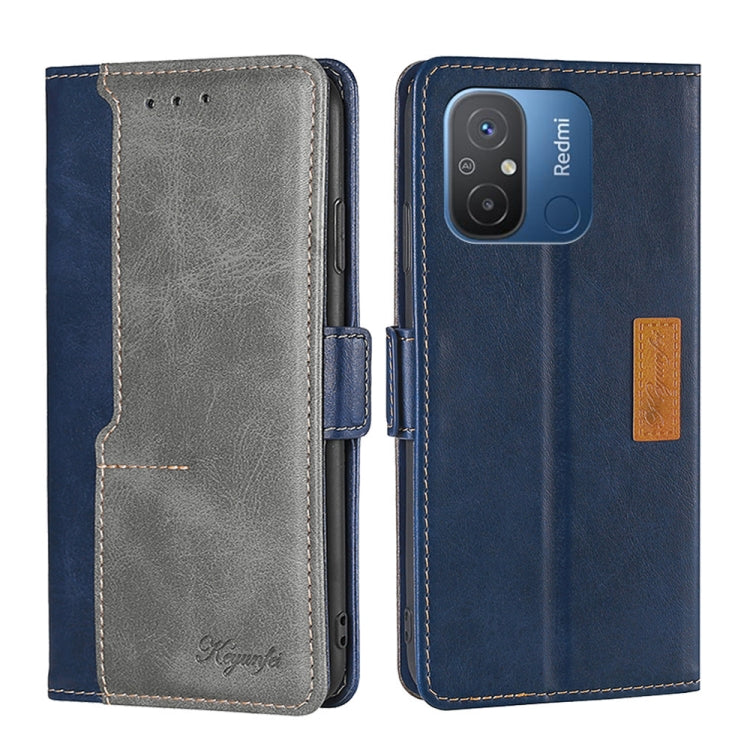 For Xiaomi Redmi 12C 4G Contrast Color Side Buckle Leather Phone Case