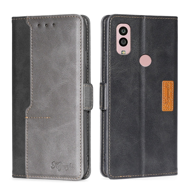 For Kyocera Android One S10 Contrast Color Side Buckle Leather Phone Case