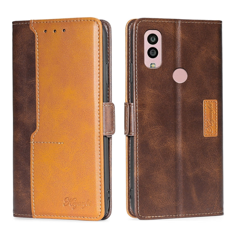 For Kyocera Android One S10 Contrast Color Side Buckle Leather Phone Case