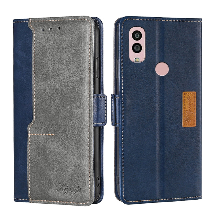 For Kyocera Android One S10 Contrast Color Side Buckle Leather Phone Case