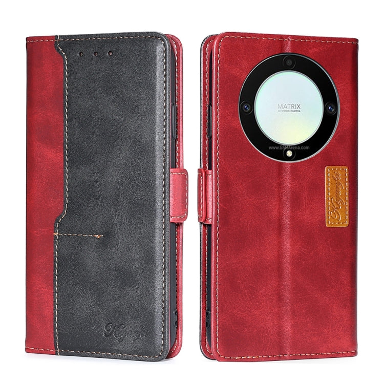 For Honor X9a 5G Contrast Color Side Buckle Leather Phone Case