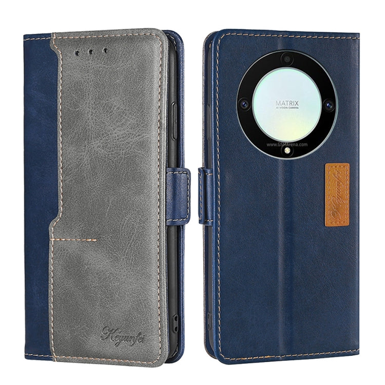 For Honor X9a 5G Contrast Color Side Buckle Leather Phone Case