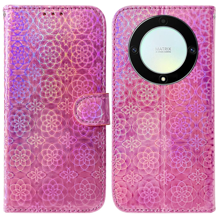 For Honor X9a Colorful Magnetic Buckle Leather Phone Case