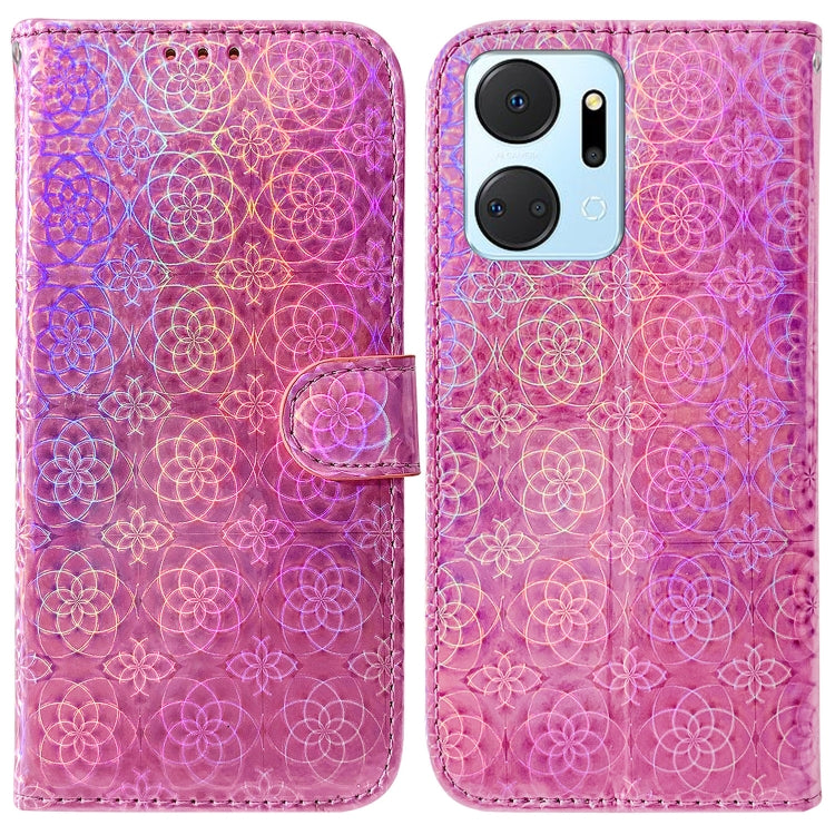 For Honor X7A Colorful Magnetic Buckle Leather Phone Case