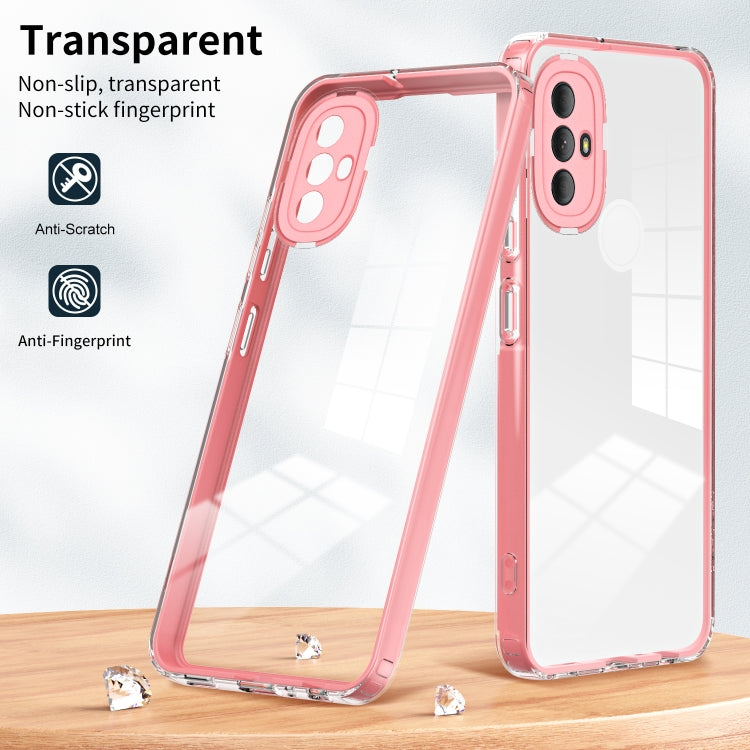 For Motorola Moto G Power 2022 3 in 1 Clear TPU Color PC Frame Phone Case