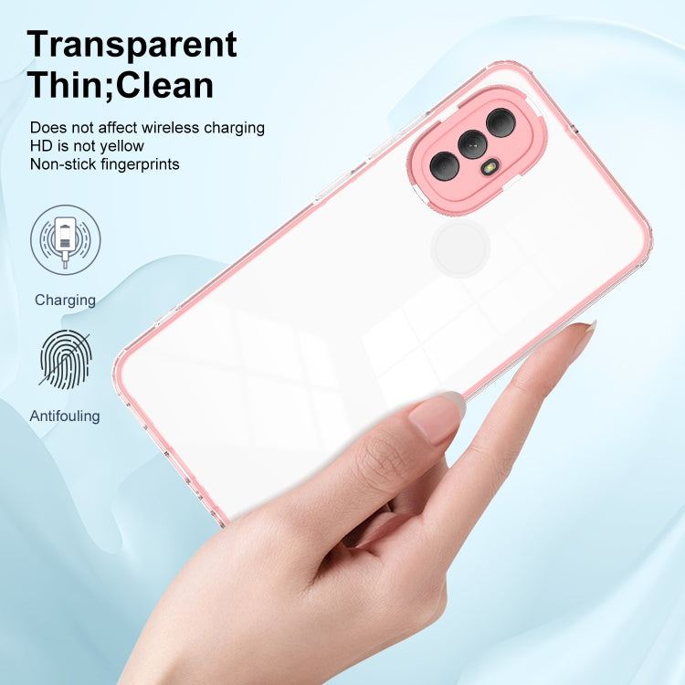 For Motorola Moto G Power 2022 3 in 1 Clear TPU Color PC Frame Phone Case
